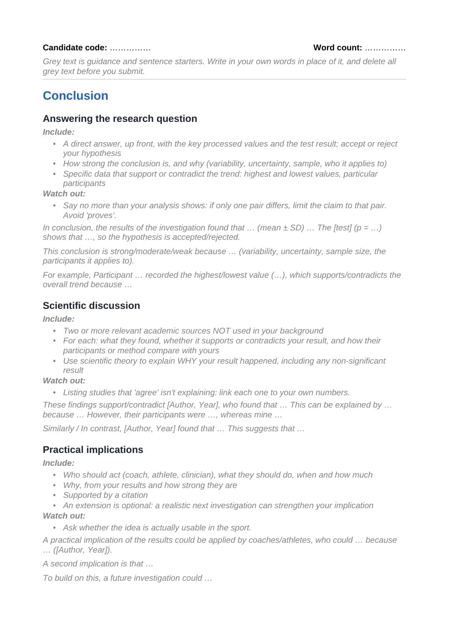 Conclusion template, page 1