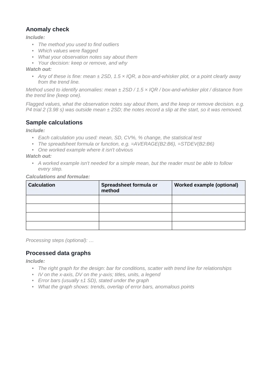 Data analysis template, page 2